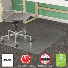 SuperMat Frequent Use Chair Mat, Med Pile Carpet, 45 x 53, Beveled Rectangle, Clear