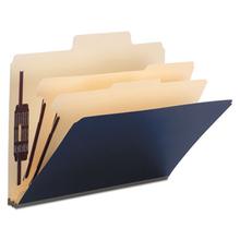SuperTab Classification Folders, Six SafeSHIELD Fasteners, 2" Expansion, 2 Dividers, Letter Size, Dark Blue, 10/Box