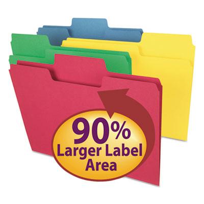View larger image of SuperTab Colored File Folders, 1/3-Cut Tabs, Letter Size, 11 pt. Stock, Assorted, 100/Box