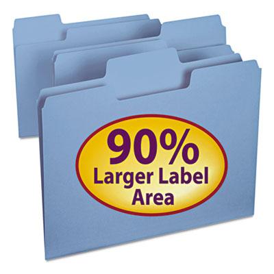 View larger image of SuperTab Colored File Folders, 1/3-Cut Tabs, Letter Size, 11 pt. Stock, Blue, 100/Box