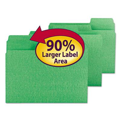 View larger image of SuperTab Colored File Folders, 1/3-Cut Tabs, Letter Size, 11 pt. Stock, Green, 100/Box
