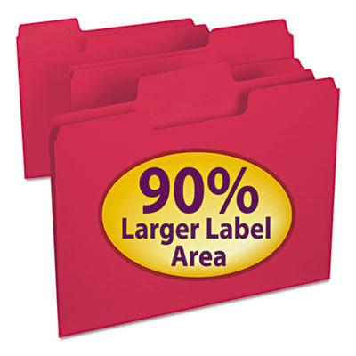 View larger image of SuperTab Colored File Folders, 1/3-Cut Tabs, Letter Size, 11 pt. Stock, Red, 100/Box