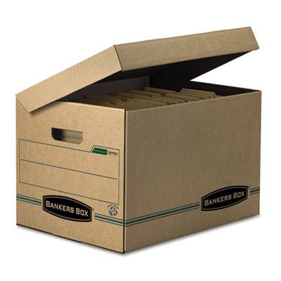 View larger image of SYSTEMATIC Basic-Duty Attached Lid Storage Boxes, Letter/Legal Files, Kraft/Green, 12/Carton