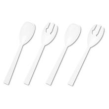 Table Set Plastic Serving Forks & Spoons, White, 24 Forks, 24 Spoons per Pack