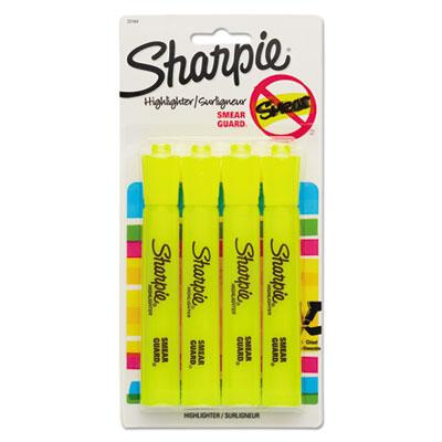 View larger image of Tank Style Highlighters, Chisel Tip, Fluorescent Yellow, 4/Set
