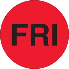 Tape Logic® Inventory Circle Labels, Days of the Week, "FRI", 1", Fluorescent Red, 500/Roll