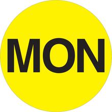 Tape Logic® Inventory Circle Labels, Days of the Week, "MON", 1", Fluorescent Yellow, 500/Roll