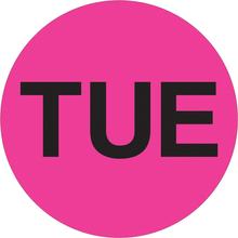 Tape Logic® Inventory Circle Labels, Days of the Week, "TUE", 1", Fluorescent Pink, 500/Roll