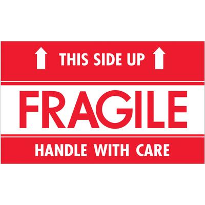 View larger image of 3 x 5" - "Fragile - This Side Up - HWC" Labels