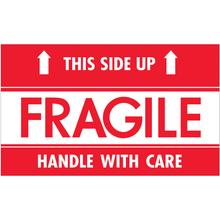Tape Logic® Labels, "Fragile - This Side Up - HWC", 3" x 5", Red/White, 500/Roll