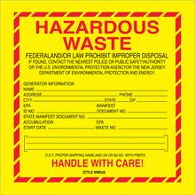 Tape Logic® Labels, "Hazardous Waste - New Jersey", 6" x 6", Red/Yellow/Black, 500/Roll