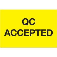 Tape Logic® Labels, "QC Accepted", 2" x 3", Fluorescent Yellow, 500/Roll
