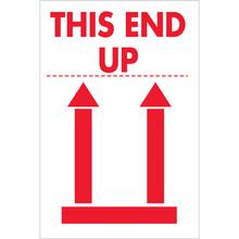 Tape Logic® Labels, "This End Up", 2" x 3", Red/White, 500/Roll