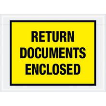 7 1/2 x 5 1/2" Yellow "Return Documents Enclosed" Envelopes