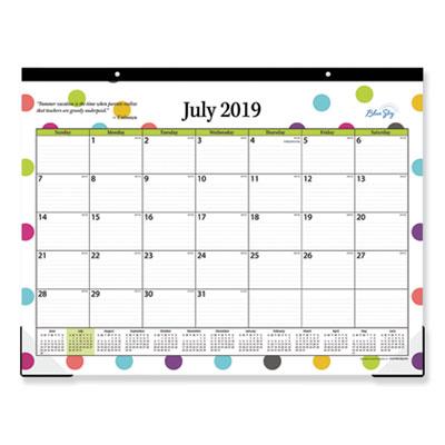 View larger image of Teacher Dots Academic Desk Pad, 22 x 17, Black Binding, Clear Corners, 12-Month (July to June): 2023 to 2024