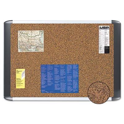 View larger image of Tech Cork Board, 48 x 36, Tan Surface, Silver/Black Aluminum Frame