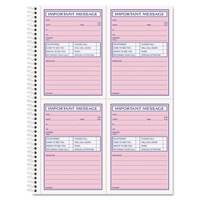 View larger image of Telephone Message Book with Fax/Mobile Section, Two-Part Carbonless, 3.88 x 5.5, 4 Forms/Sheet, 200 Forms Total