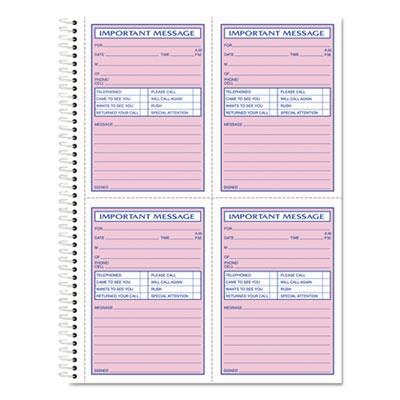View larger image of Telephone Message Book with Fax/Mobile Section, Two-Part Carbonless, 3.88 x 5.5, 4 Forms/Sheet, 400 Forms Total