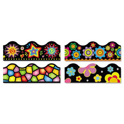 View larger image of Terrific Trimmers Border Variety Set, 2.25" X 39", Bright On Black, Assorted Colors/designs, 48/set