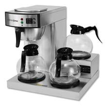 Three-Burner Low Profile Institutional Coffee Maker, 36-Cup, Stainless Steel