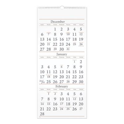 View larger image of Three-Month Reference Wall Calendar, 12 x 27, White Sheets, 15-Month (Dec to Feb): 2022 to 2024