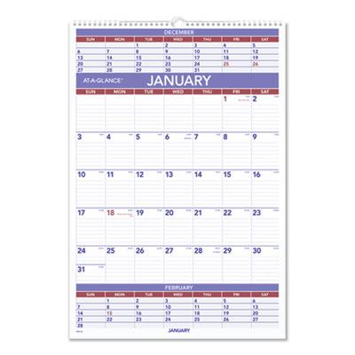 View larger image of Three-Month Wall Calendar, 15.5 x 22.75, White Sheets, 12-Month (Jan to Dec): 2024