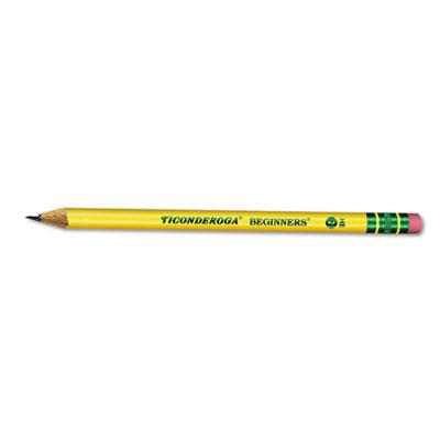 View larger image of Ticonderoga Beginners Woodcase Pencil with Eraser and Microban Protection, HB (#2), Black Lead, Yellow Barrel, Dozen