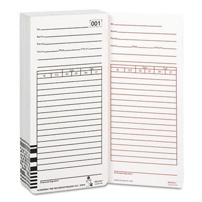 View larger image of Time Card for Es1000 Electronic Totalizing Payroll Recorder, 100/Pack