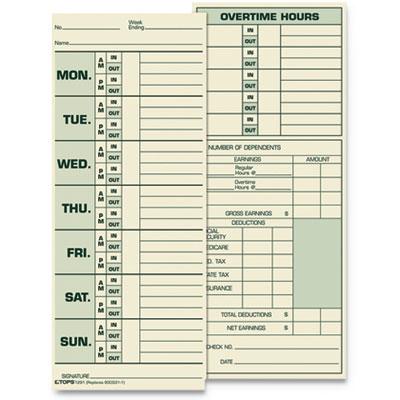View larger image of Time Card for Pyramid Model 331-10, Weekly, Two-Sided, 3 1/2 x 8 1/2, 500/Box
