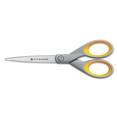 View larger image of Titanium Bonded Scissors, 7" Long, 3" Cut Length, Gray/Yellow Straight Handle