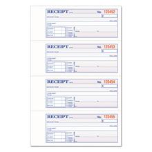 TOPS 3-Part Hardbound Receipt Book, Three-Part Carbonless, 7 x 2.75, 4 Forms/Sheet, 200 Forms Total