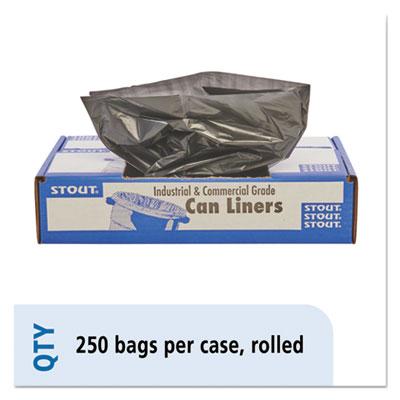 View larger image of Total Recycled Content Plastic Trash Bags, 10 gal, 1 mil, 24" x 24", Brown/Black, 250/Carton