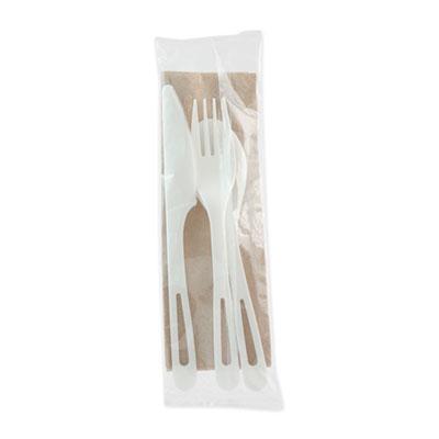 View larger image of TPLA Compostable Cutlery, Knife/Fork/Spoon/Napkin, 6", White, 250/Carton