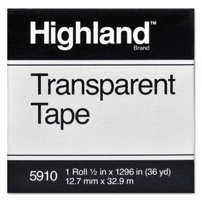 View larger image of Transparent Tape, 1" Core, 0.5" x 36 yds, Clear