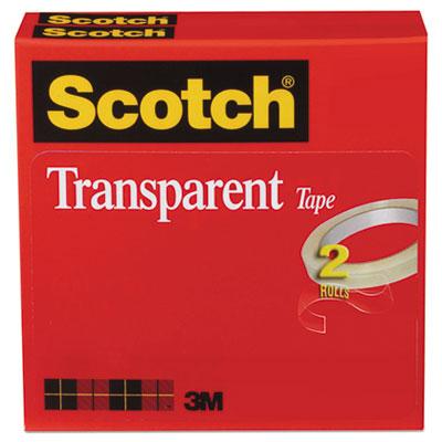 View larger image of Transparent Tape, 3" Core, 0.5" x 72 yds, Transparent, 2/Pack