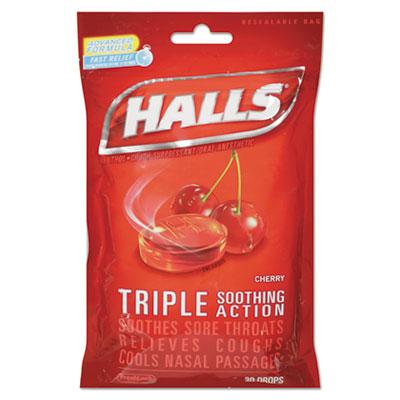 View larger image of Triple Action Cough Drops, Cherry, 30/Bag, 12 Bags/Box