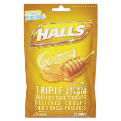 View larger image of Triple Action Cough Drops, Honey-Lemon, 30/Bag, 12 Bags/Box