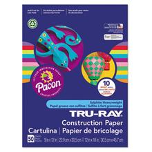 Tru-Ray Construction Paper, 76lb, 12 x 18, Assorted Bright Colors, 50/Pack