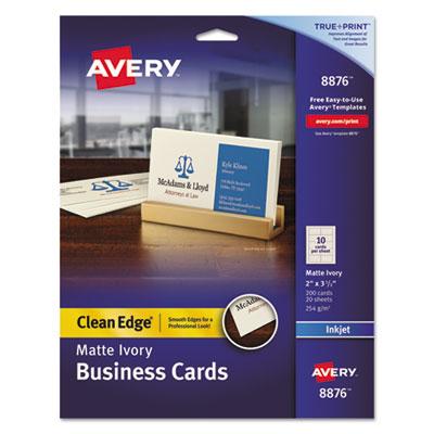 View larger image of True Print Clean Edge Business Cards, Inkjet, 2 x 3 1/2, Ivory, 200/Pack