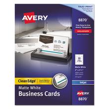 True Print Clean Edge Business Cards, Inkjet, 2 x 3 1/2, White, 1000/Box
