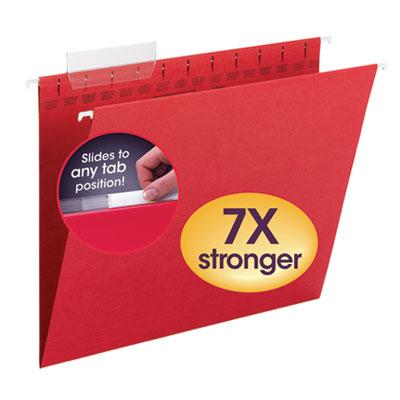 View larger image of TUFF Hanging Folders with Easy Slide Tab, Letter Size, 1/3-Cut Tabs, Red, 18/Box
