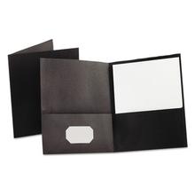 Twin-Pocket Folder, Embossed Leather Grain Paper, 0.5" Capacity, 11 X 8.5, Black, 25/box