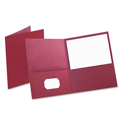View larger image of Twin-Pocket Folder, Embossed Leather Grain Paper, 0.5" Capacity, 11 X 8.5, Burgundy, 25/box