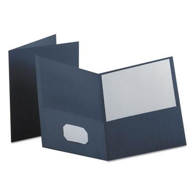View larger image of Twin-Pocket Folder, Embossed Leather Grain Paper, 0.5" Capacity, 11 X 8.5, Dark Blue, 25/box