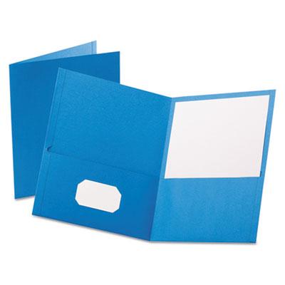 View larger image of Twin-Pocket Folder, Embossed Leather Grain Paper, 0.5" Capacity, 11 X 8.5, Light Blue, 25/box