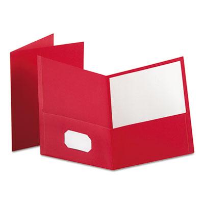 View larger image of Twin-Pocket Folder, Embossed Leather Grain Paper, 0.5" Capacity, 11 X 8.5, Red, 25/box