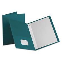 Twin-Pocket Folders With 3 Fasteners, 0.5" Capacity, 11 X 8.5, Teal, 25/box