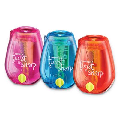 View larger image of Twist-n-Sharp Pencil Sharpener, One-Hole, 3.5" x 1.25" x 5.5", Randomly Assorted Colors, 6/Pack