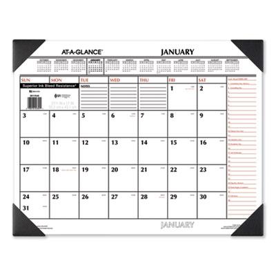 View larger image of Two-Color Monthly Desk Pad Calendar, 22 x 17, White Sheets, Black Corners, 12-Month (Jan to Dec): 2024