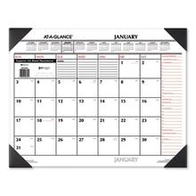 Two-Color Monthly Desk Pad Calendar, 22 x 17, White Sheets, Black Corners, 12-Month (Jan to Dec): 2023